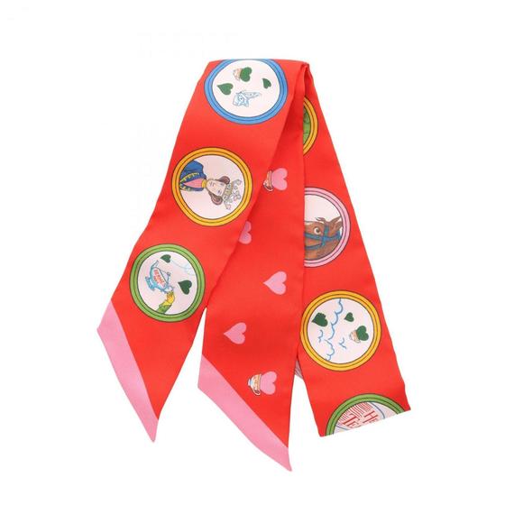 HERMES Authentic Red Silk Scarf - Picture 2 of 6